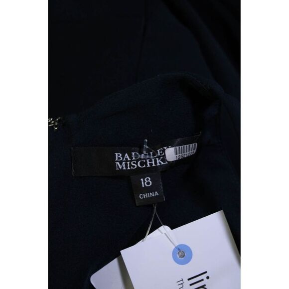 Badgley Mischka Women's Round Neck Sleeveless Slit Hem Maxi Dress Blue Size 18 - Picture 7 of 7